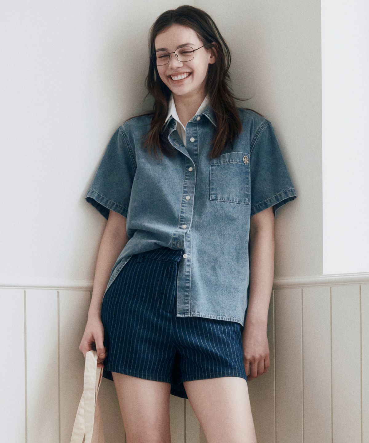 플랙 우먼(PLAC WOMEN) 스트라이프 데님 쇼츠_2colors