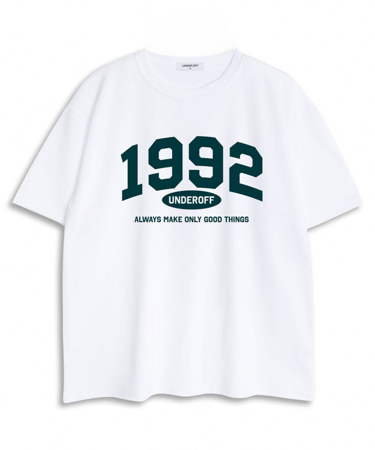 언더오프(UNDEROFF) 오버핏 크루넥 1992아치 반팔 티셔츠 블랙