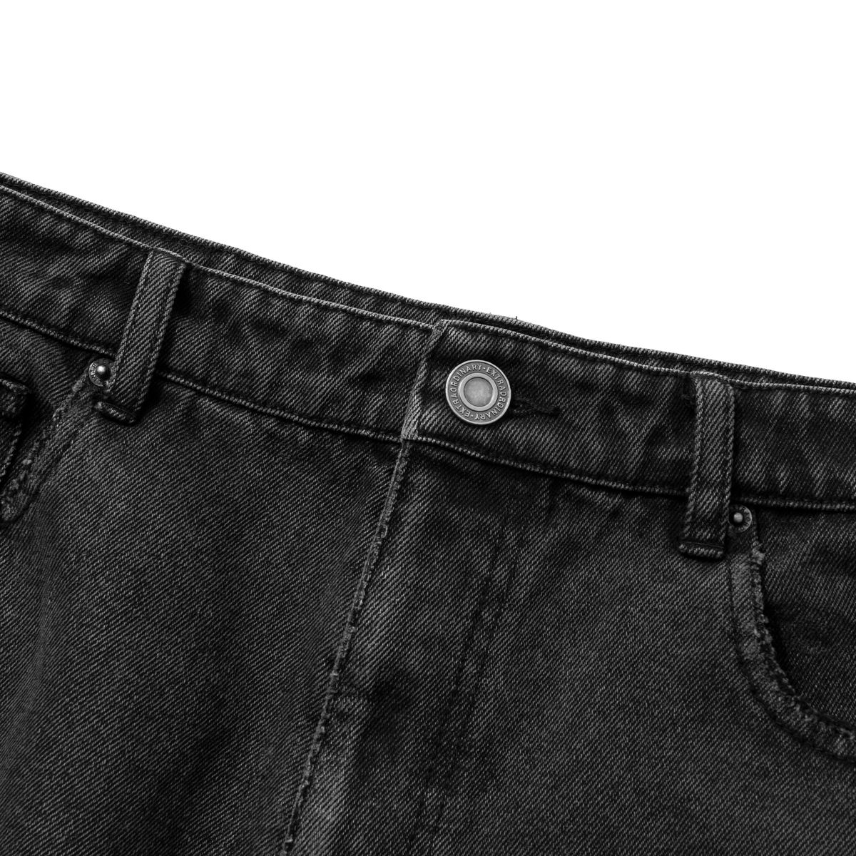 엑스트라오디너리(EXTRAORDINARY) DAMAGE DENIM SHORTS BLACK