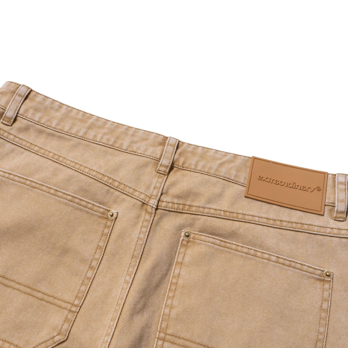 엑스트라오디너리(EXTRAORDINARY) PIGMENT WASHING DOUBLE KNEE SHORTS BEIGE