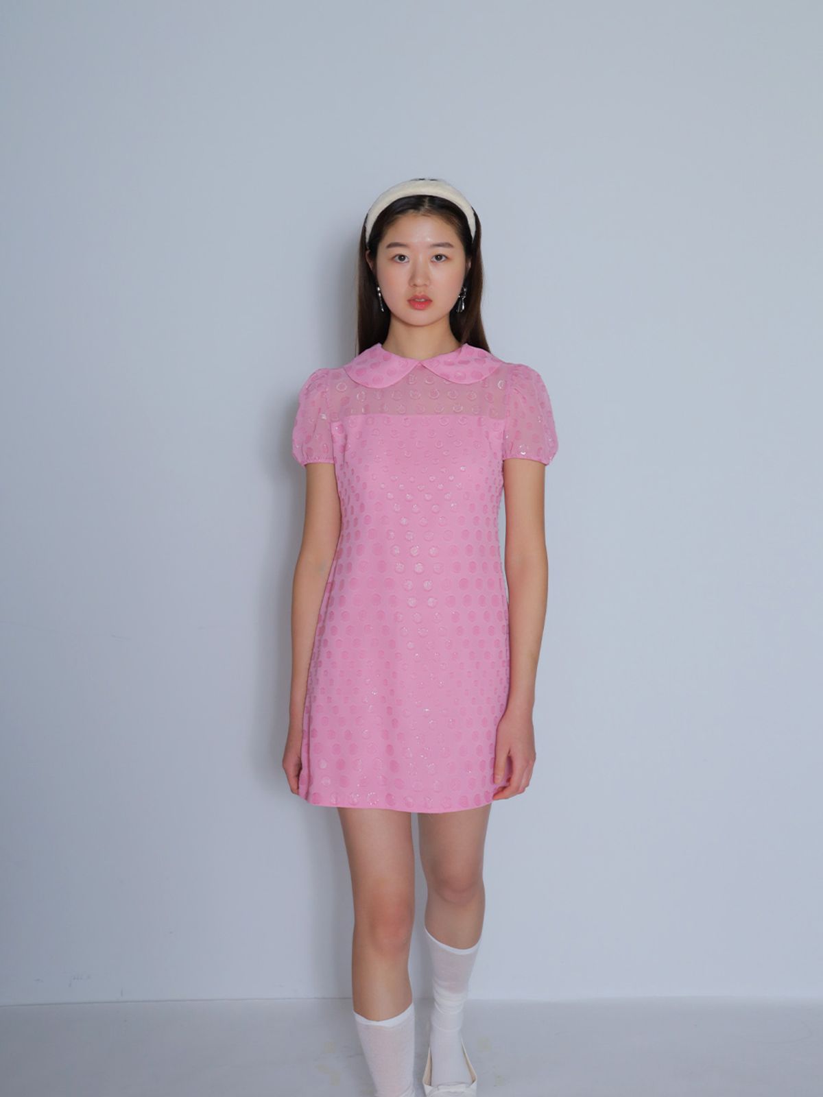 봄날 부티크(BOMNAL BOUTIQUE) 도트 미니 드레스_핑크