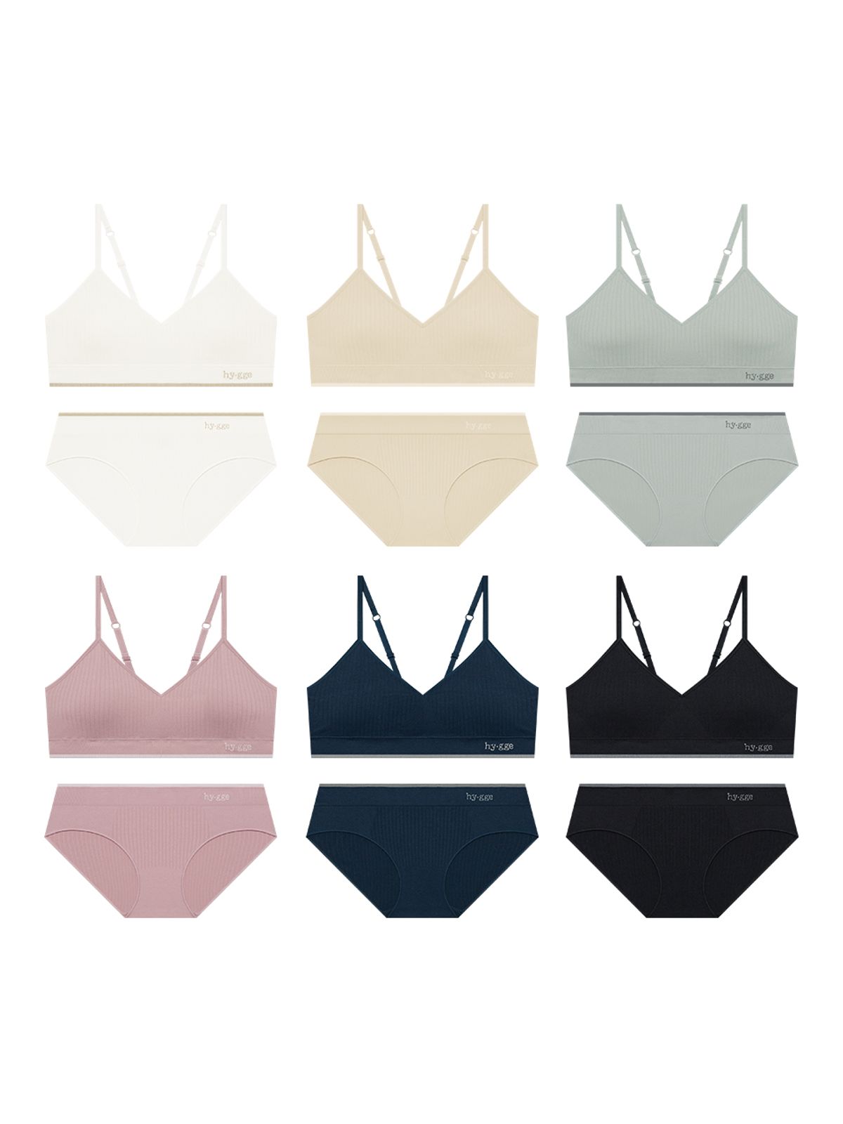 휘게 언더웨어(HYGGE UNDERWEAR) 니트 소프트 브라탑 팬티 세트