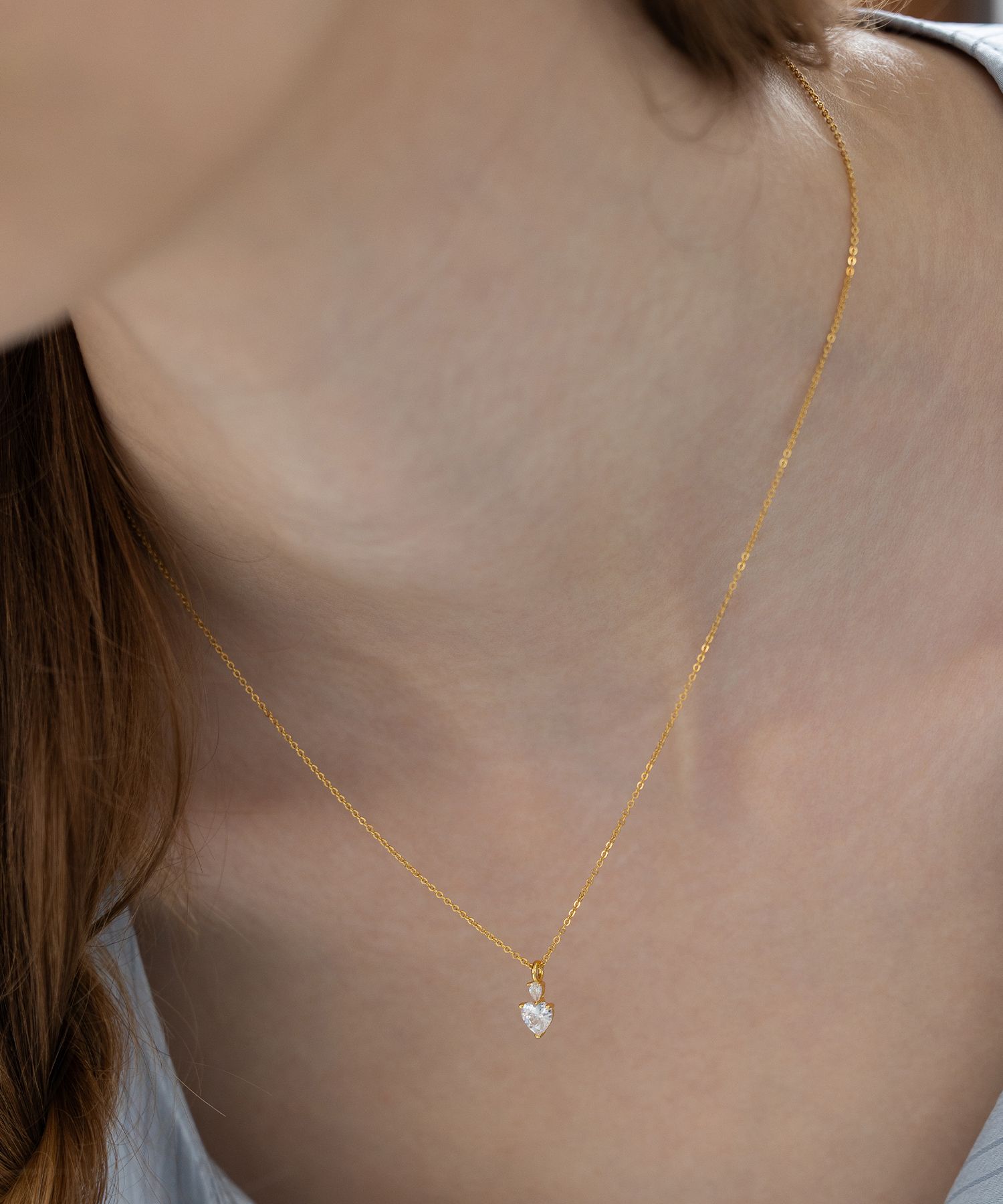 ●TATIANA● Silver 925 Half and Half Heart Chain Necklace NZ Silver Titanium Sweet Love Half Heart Pendant Chain Necklace