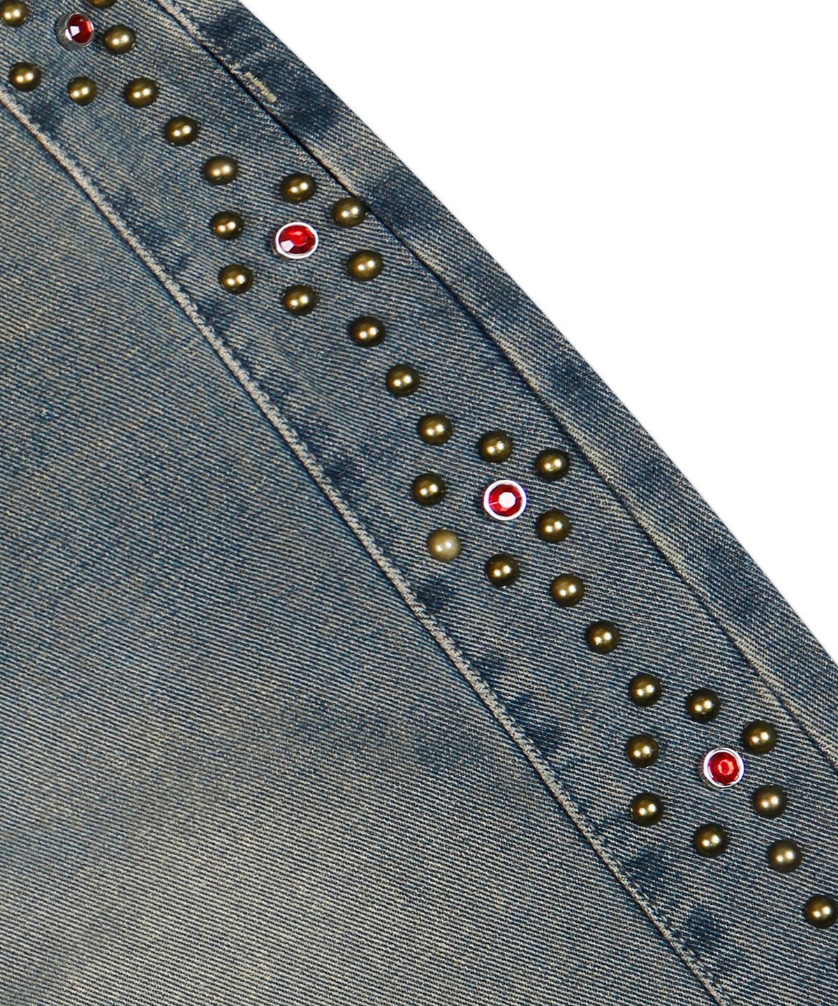 엑스톤즈(XTONZ) XP277 사이드 스터드 와이드 버뮤다 데님 팬츠 (VINTAGE BLUE)