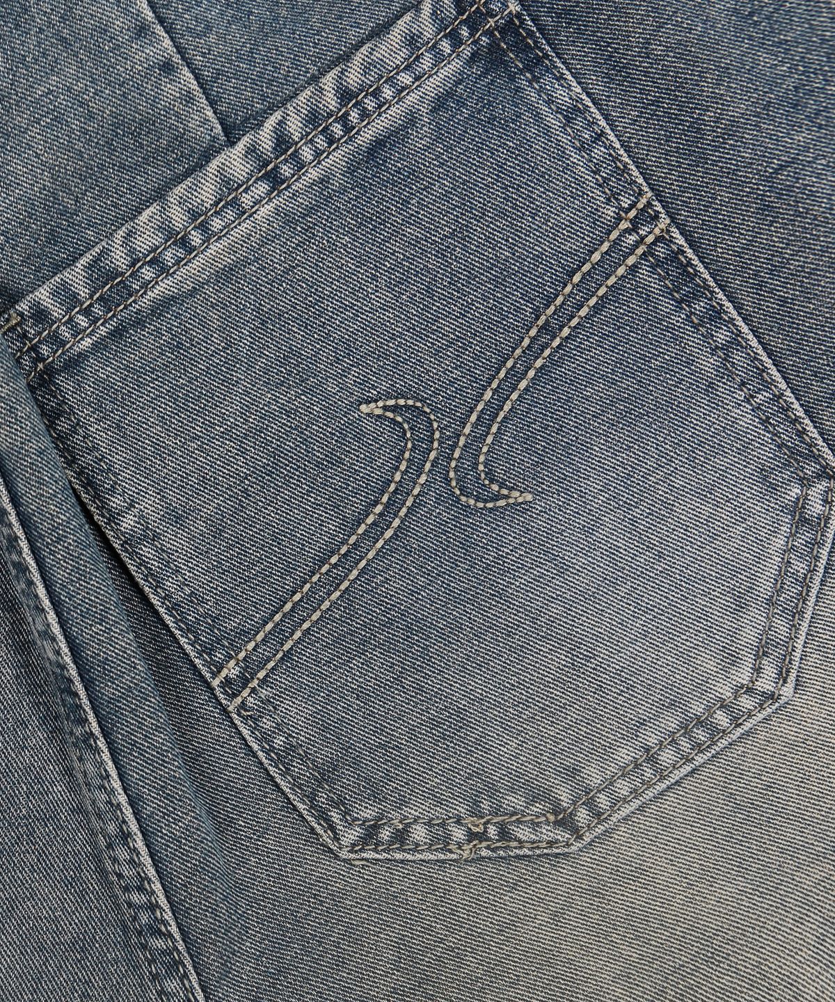 엑스톤즈(XTONZ) XP277 사이드 스터드 와이드 버뮤다 데님 팬츠 (VINTAGE BLUE)
