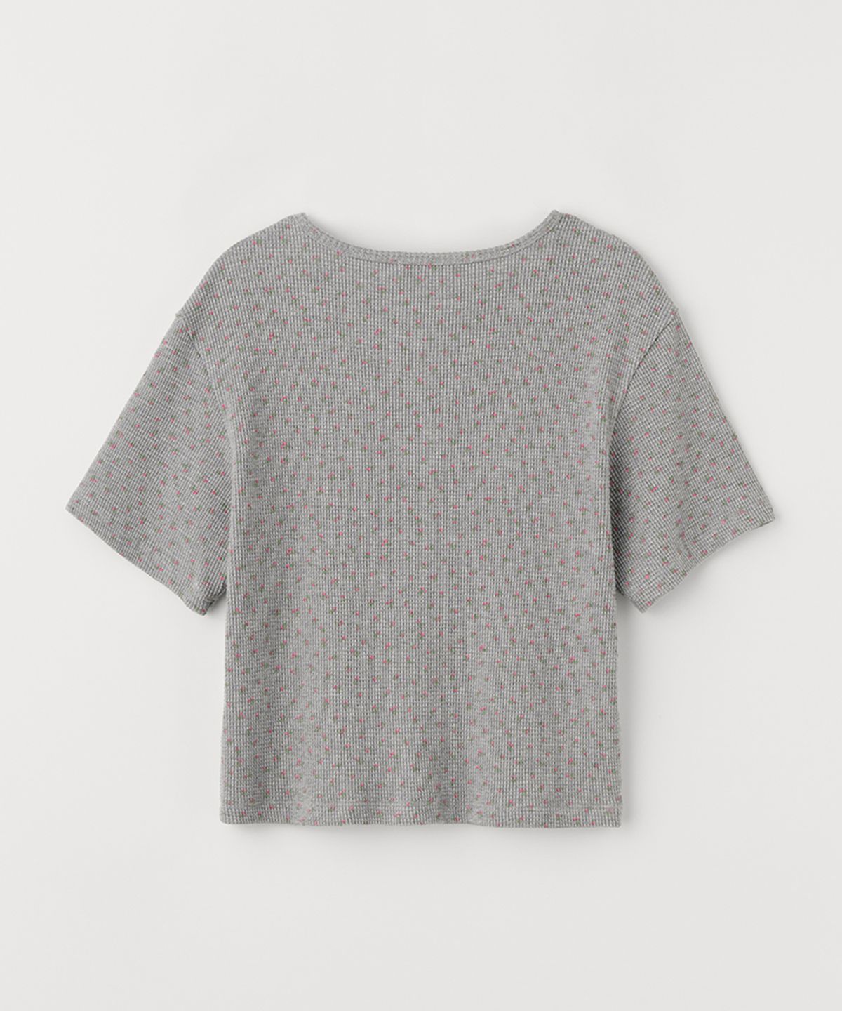 셀리테일즈(CELITAILS) FLOWER WAFFLE BUTTON CARDIGAN_GREY