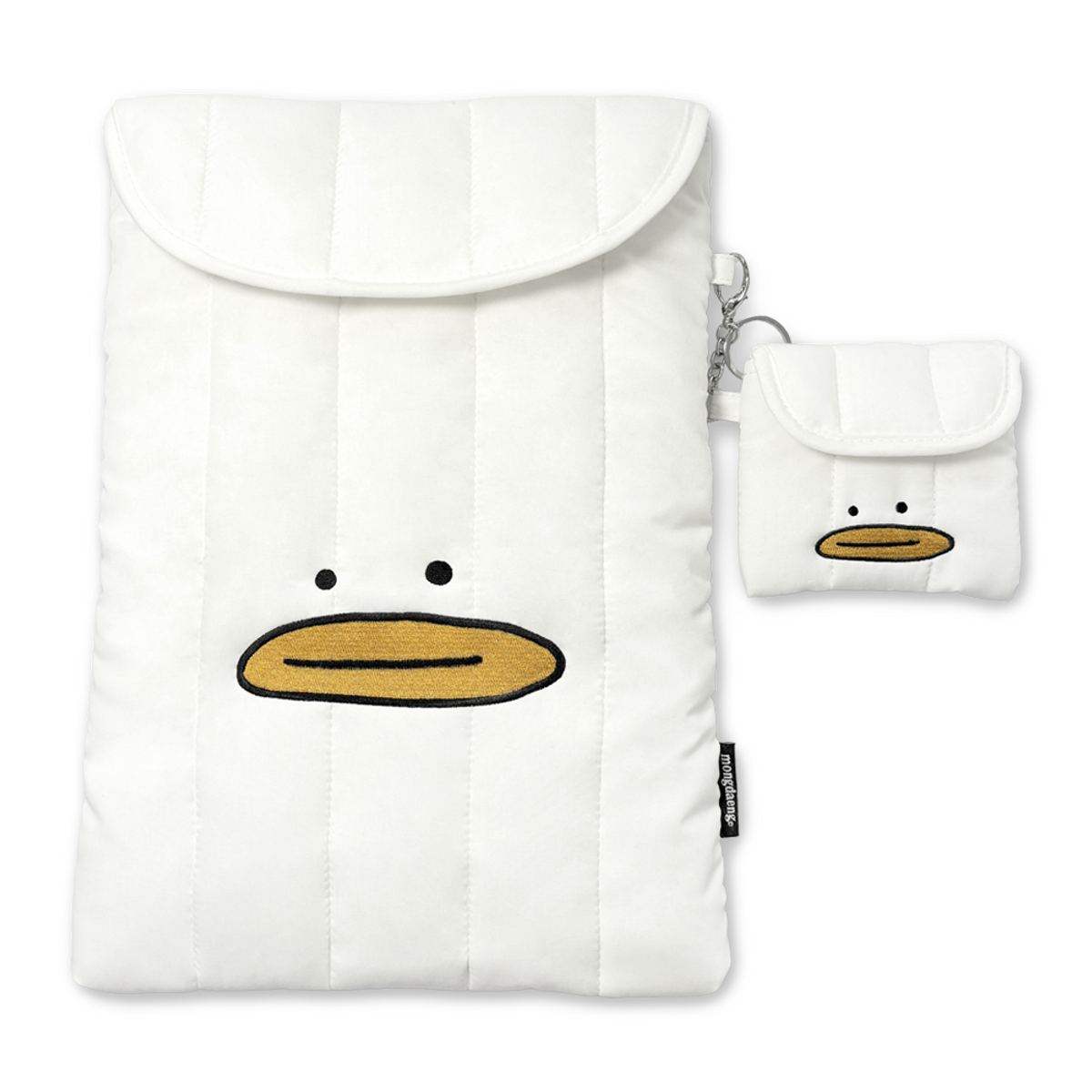몽댕(MONGDAENG) Kim Bba Duck ipad pouch- 크림 김빠덕 아이패드 노트북 파우치 13인치