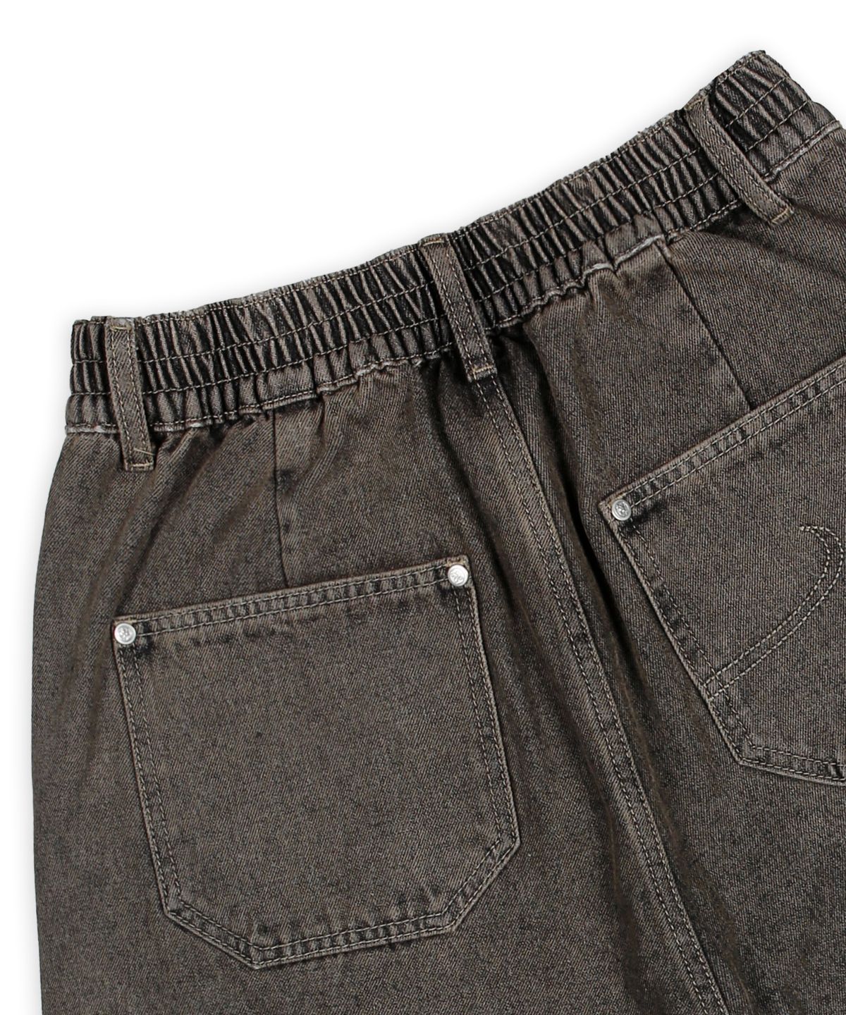 엑스톤즈(XTONZ) XP284 보로 패치워크 버뮤다 데님 팬츠 (BROWN)