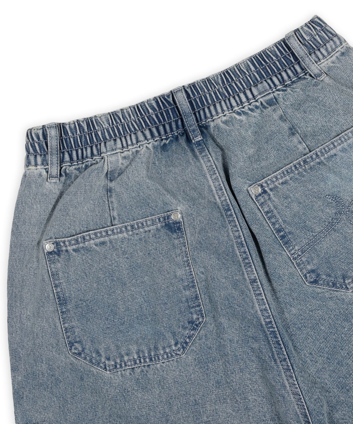 엑스톤즈(XTONZ) XP284 보로 패치워크 버뮤다 데님 팬츠 (BLUE)