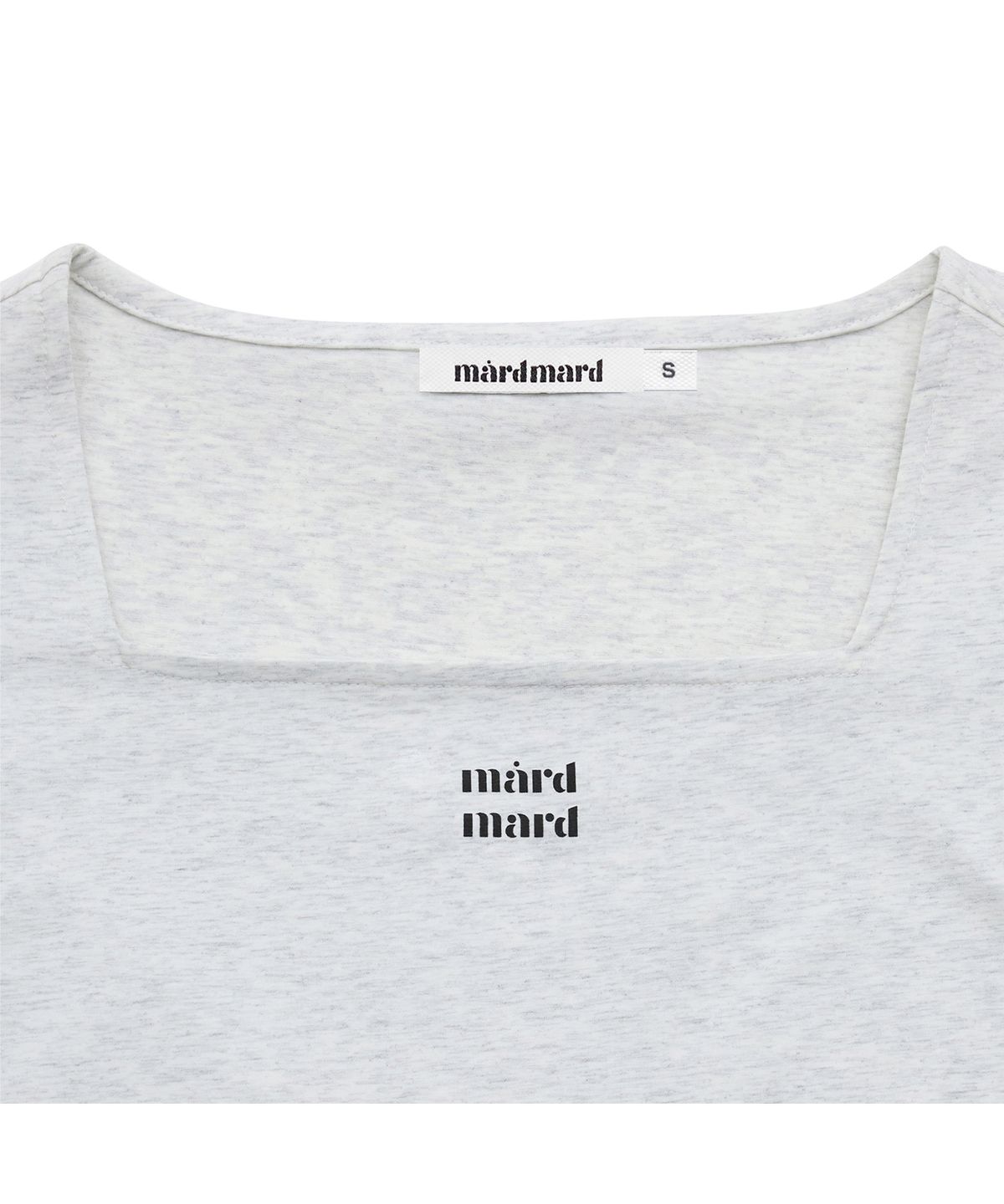 마드마드(MARDMARD) 스퀘어넥 커브드 크롭 티셔츠-라이트그레이
