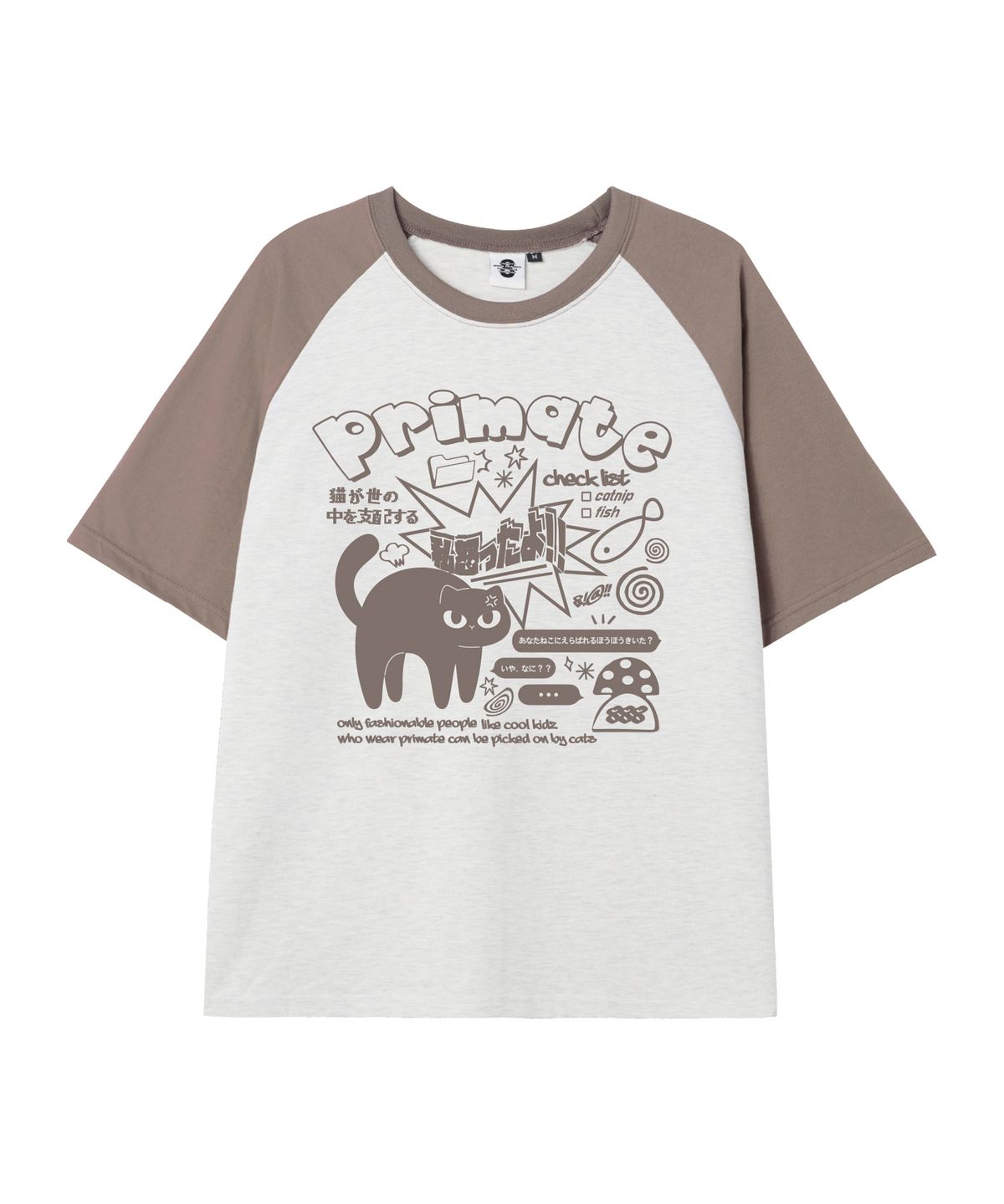 프라임에이트(PRIMATE) MAD CAT 오버핏 래글런 반팔티셔츠 5 COLORS