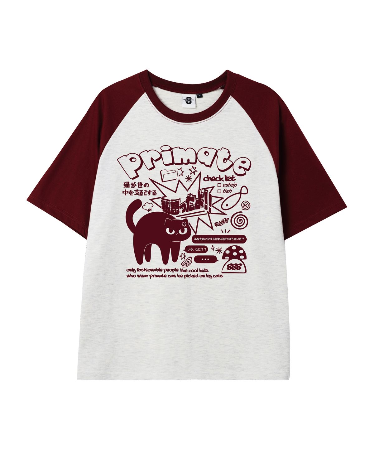 프라임에이트(PRIMATE) MAD CAT 오버핏 래글런 반팔티셔츠 5 COLORS