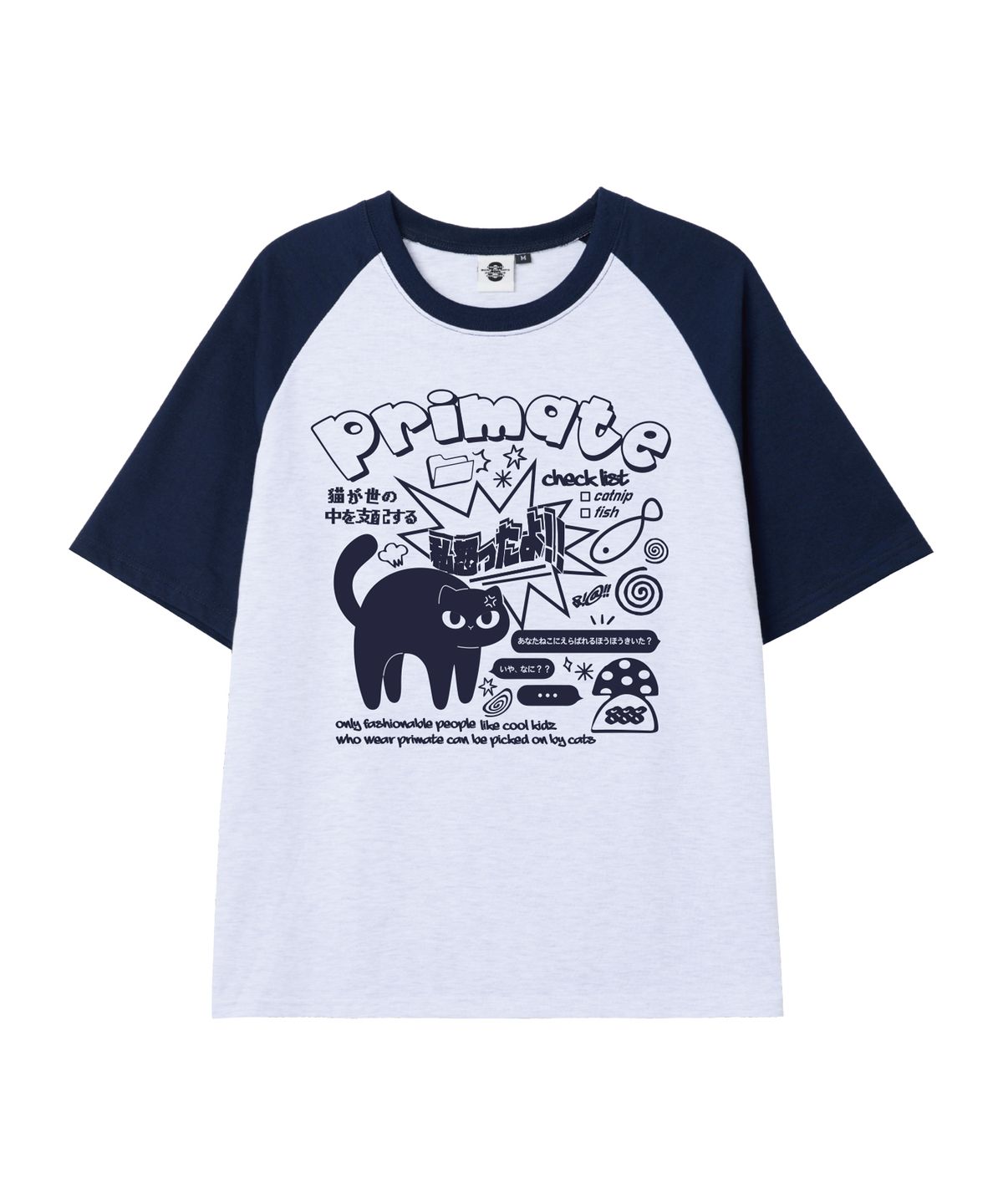 프라임에이트(PRIMATE) MAD CAT 오버핏 래글런 반팔티셔츠 5 COLORS