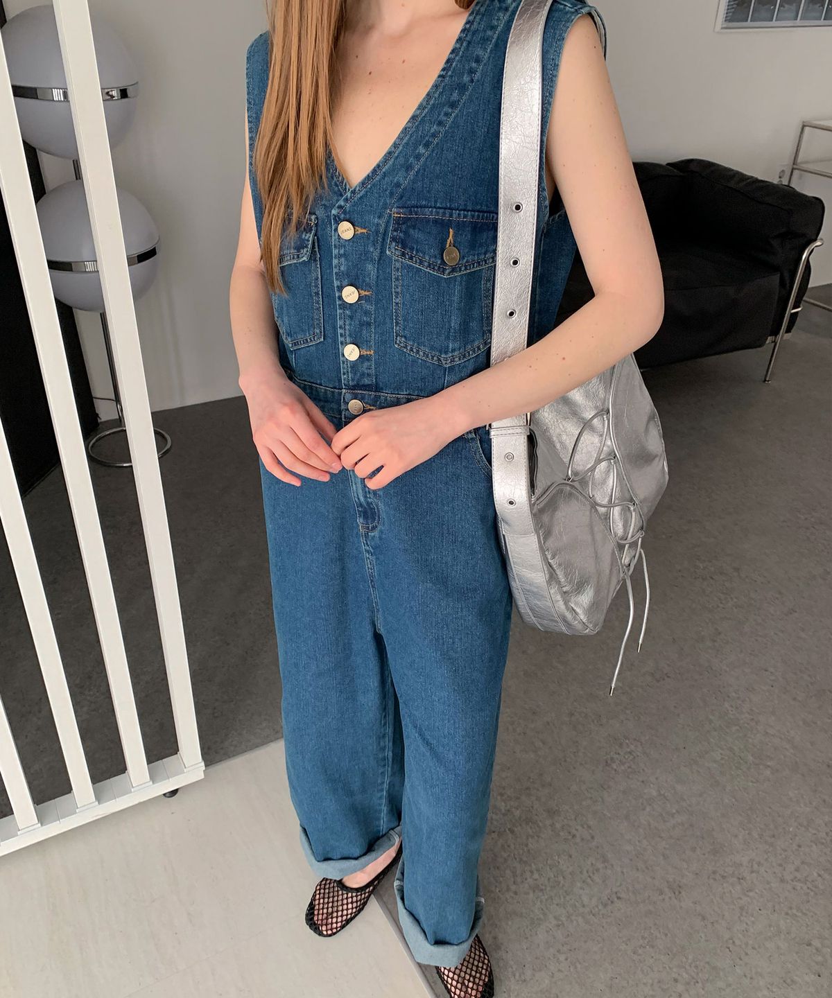바스카라(VASCARA) V Denim Jumpsuit (2colors)