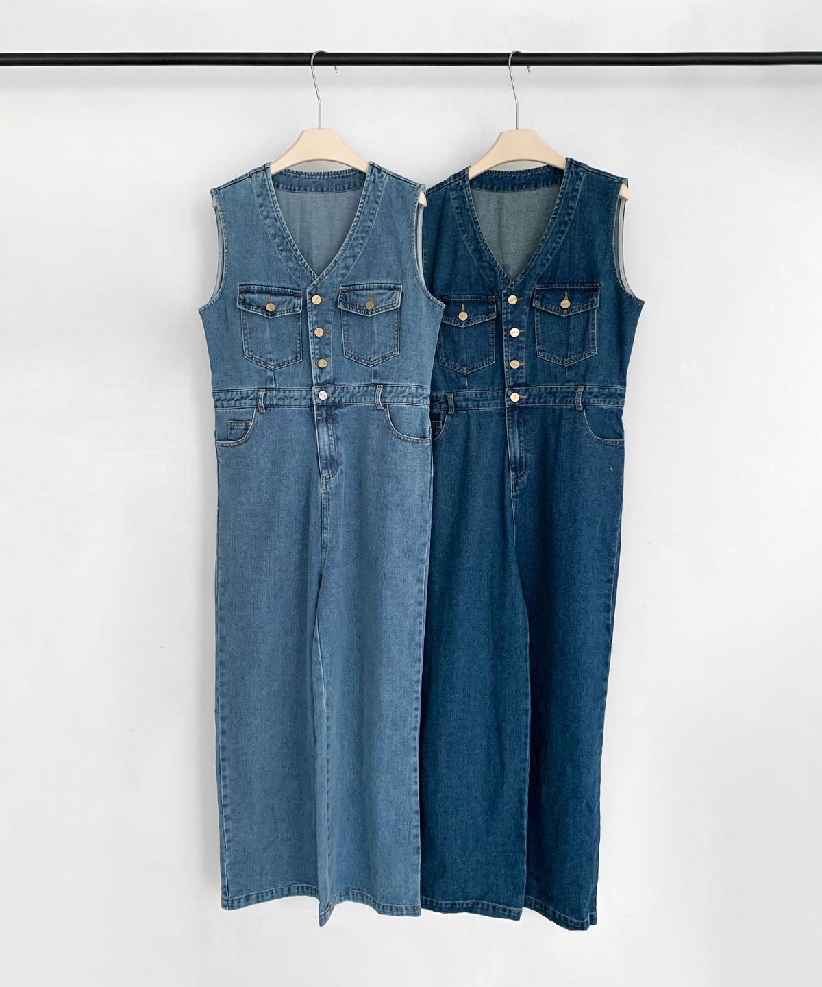 바스카라(VASCARA) V Denim Jumpsuit (2colors)