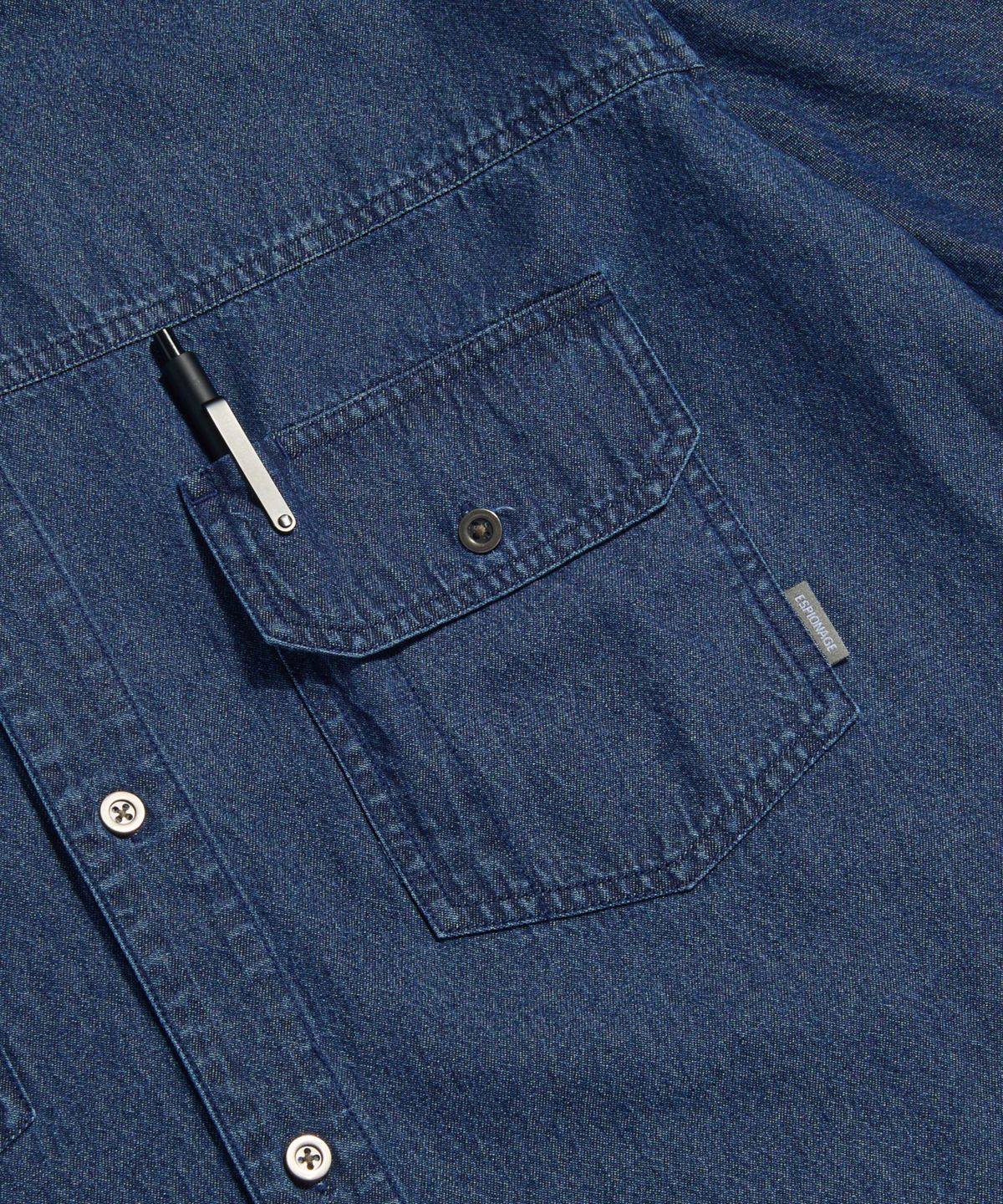 에스피오나지(ESPIONAGE) Denim Trucker S/S Shirt Dark Indigo