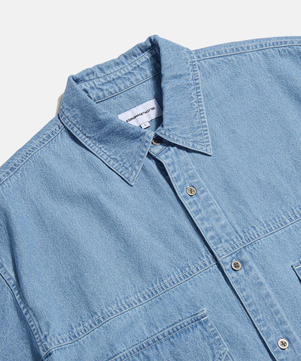 에스피오나지(ESPIONAGE) Denim Trucker S/S Shirt Light Indigo