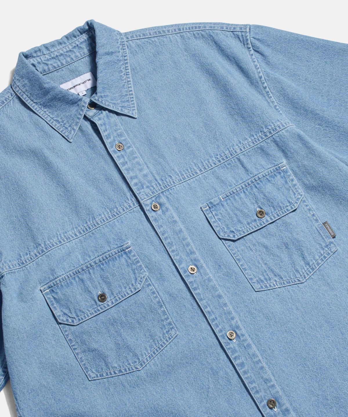 에스피오나지(ESPIONAGE) Denim Trucker S/S Shirt Light Indigo