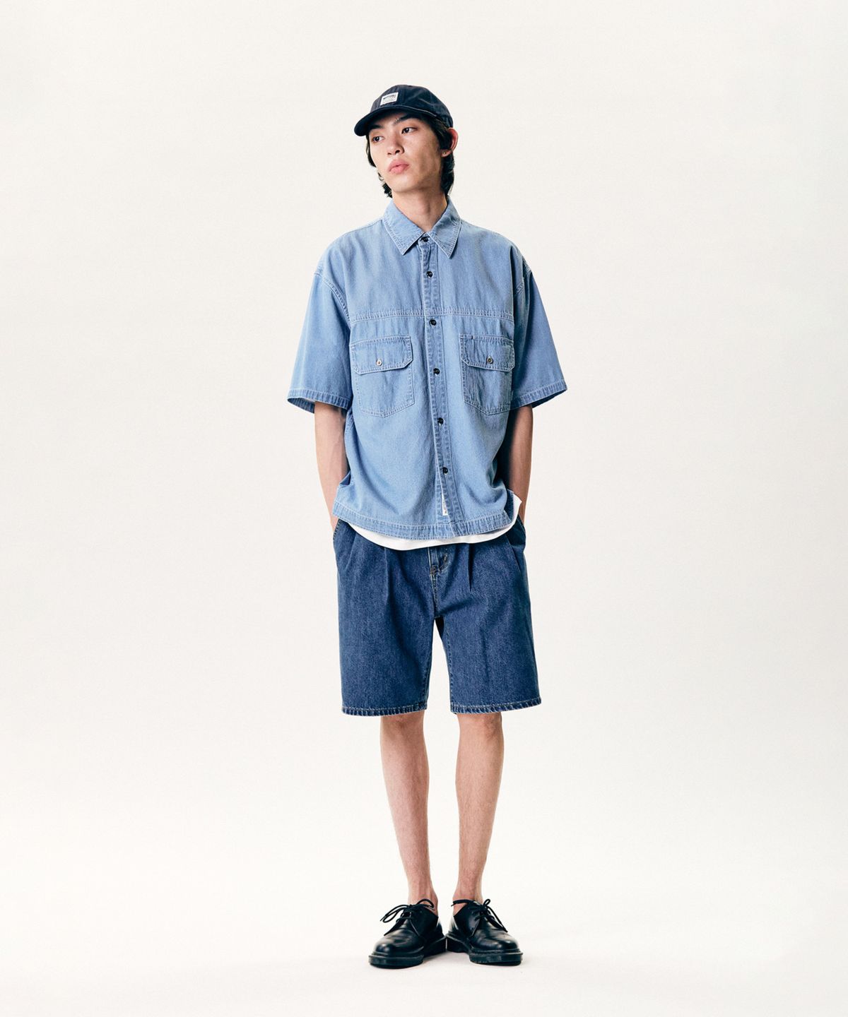 에스피오나지(ESPIONAGE) Denim Trucker S/S Shirt Light Indigo