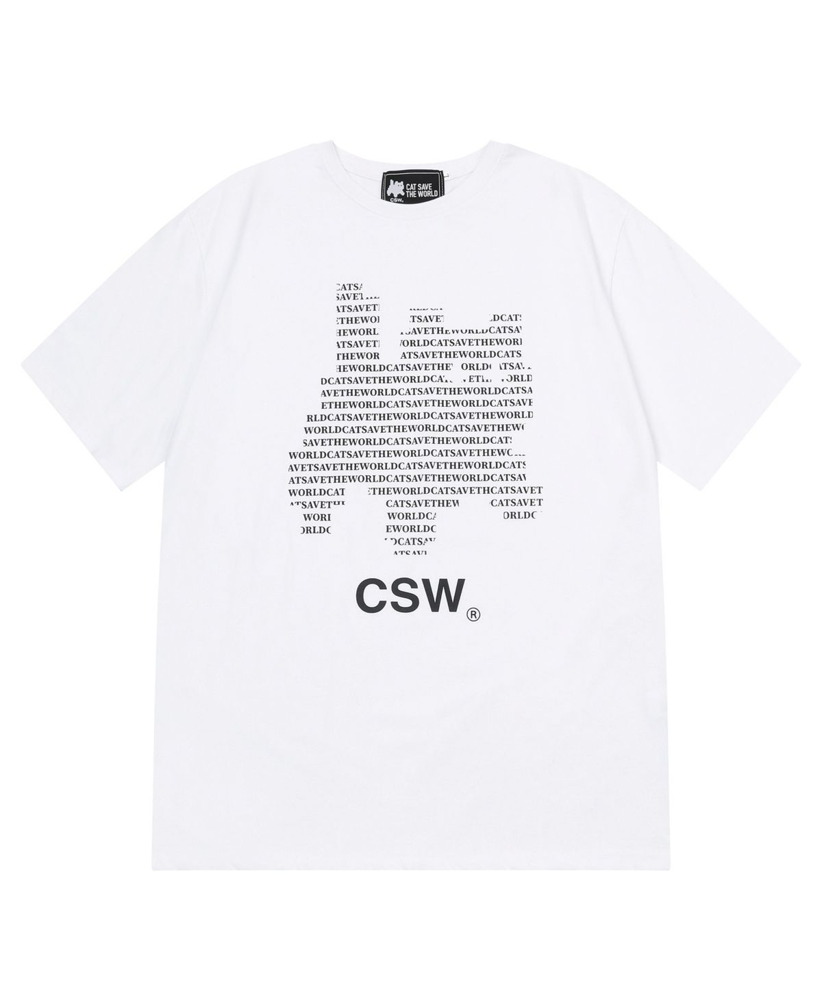 캣세이브더월드(CATSAVETHEWORLD) 바스 레터링 아트 반팔 티 남녀공용 (2컬러)