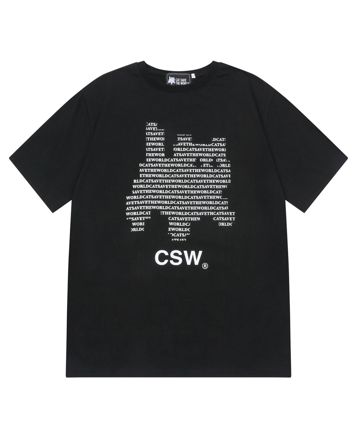 캣세이브더월드(CATSAVETHEWORLD) 바스 레터링 아트 반팔 티 남녀공용 (2컬러)