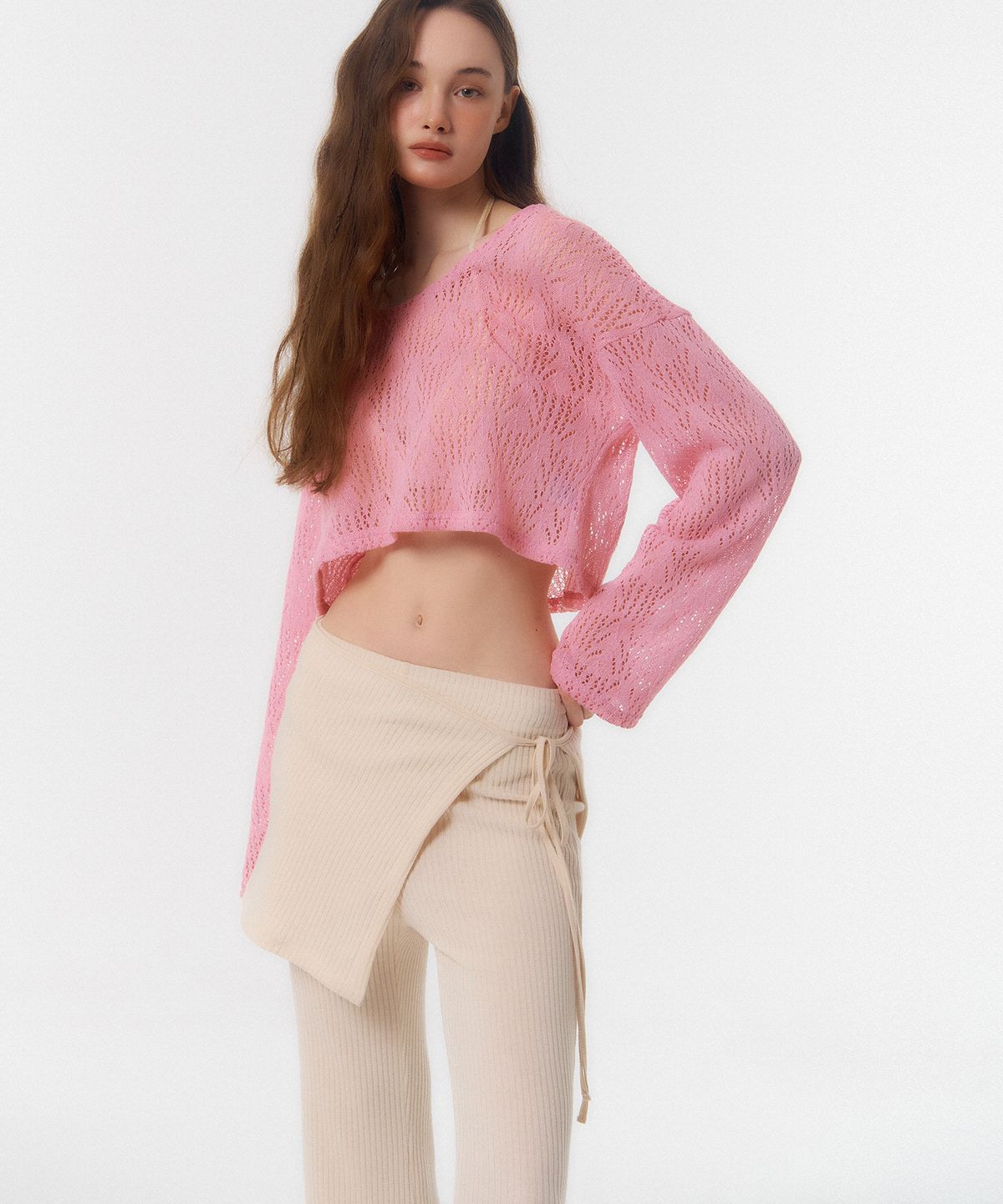 꾸아페(QUAFE) WRAP SKIRT & PANTS SET_ivory