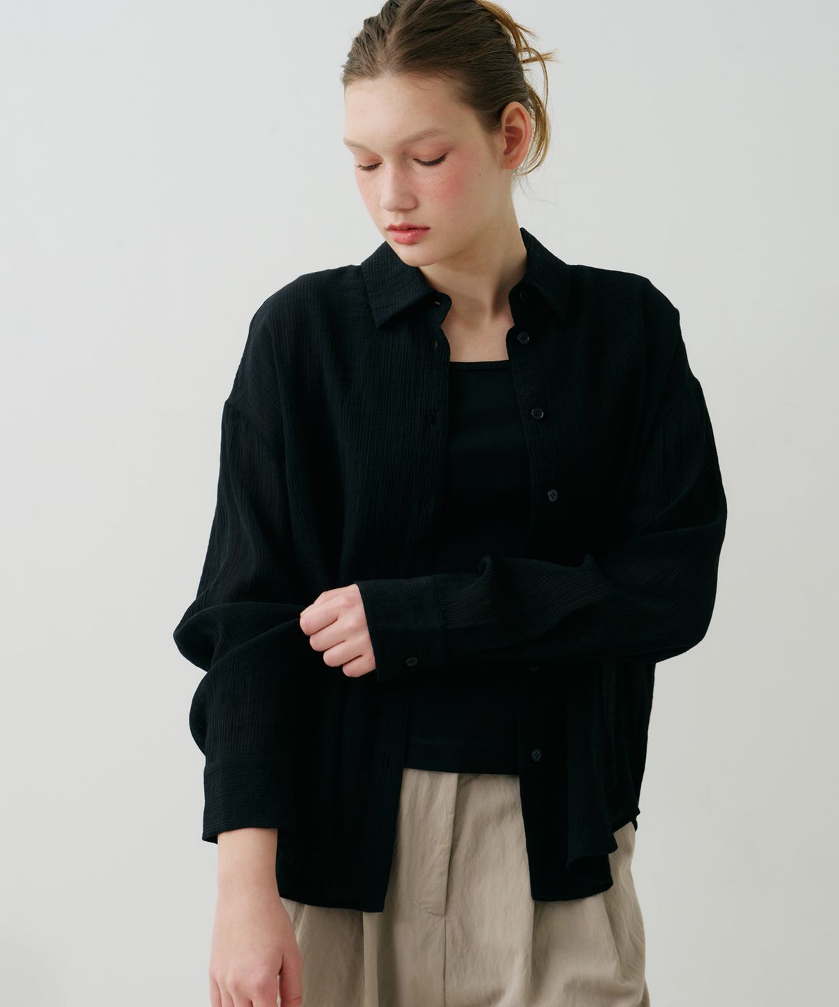 필더스(FIELDERS) SEERSUCKER SHIRTS BLACK