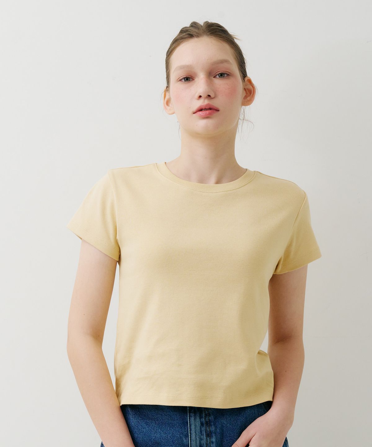 필더스(FIELDERS) BASIC CROPPED T-SHIRT MUSTARD