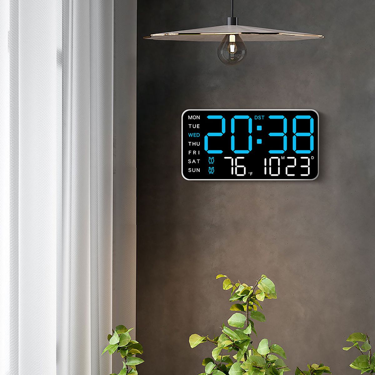 유즈비(USBEE) 블랙페이스WALL 사각 캘린더 LED 시계 GH6659