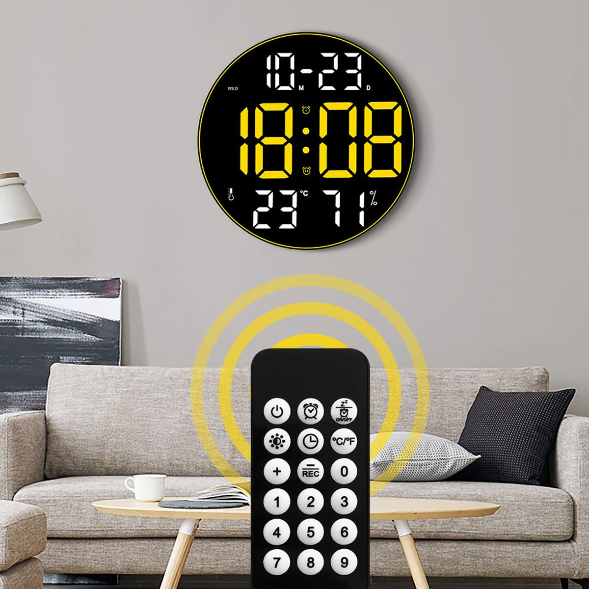 유즈비(USBEE) 블랙페이스WALL 원형 아웃링 LED 시계 GH8011