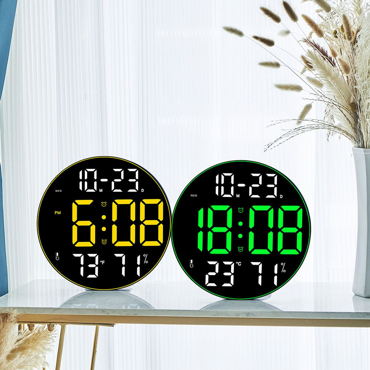 유즈비(USBEE) 블랙페이스WALL 원형 아웃링 LED 시계 GH8011