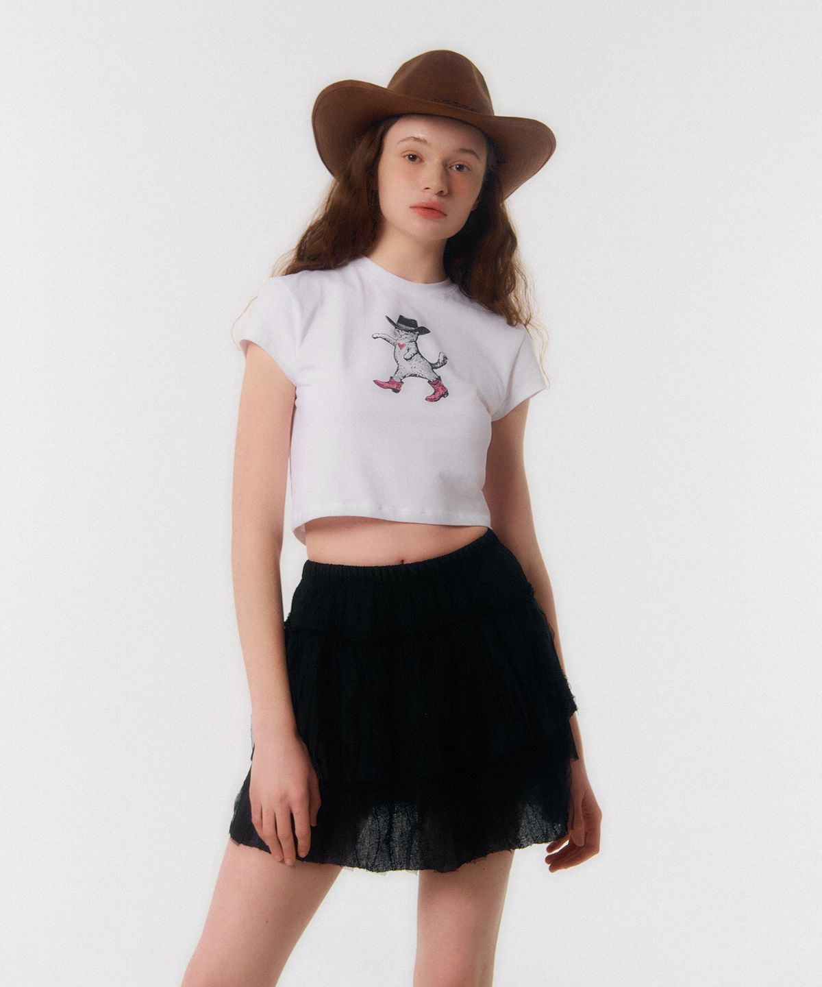 꾸아페(QUAFE) LACE CANCAN MINI SKIRT_black