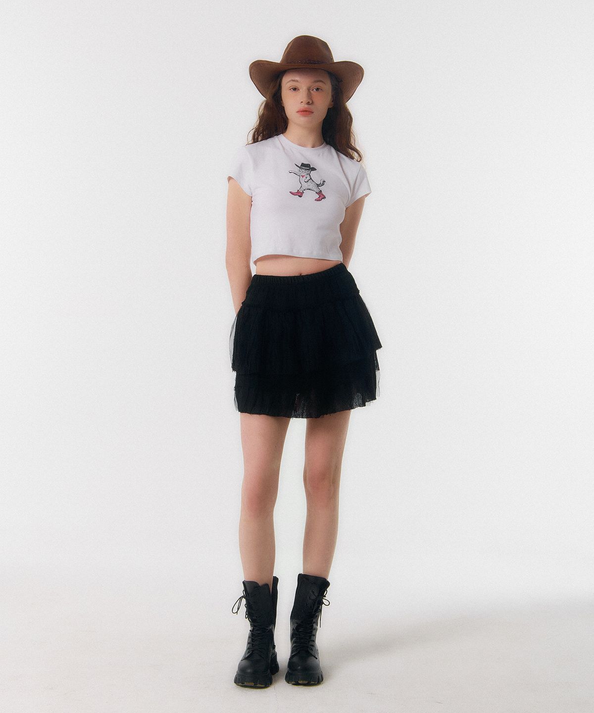 꾸아페(QUAFE) LACE CANCAN MINI SKIRT_black