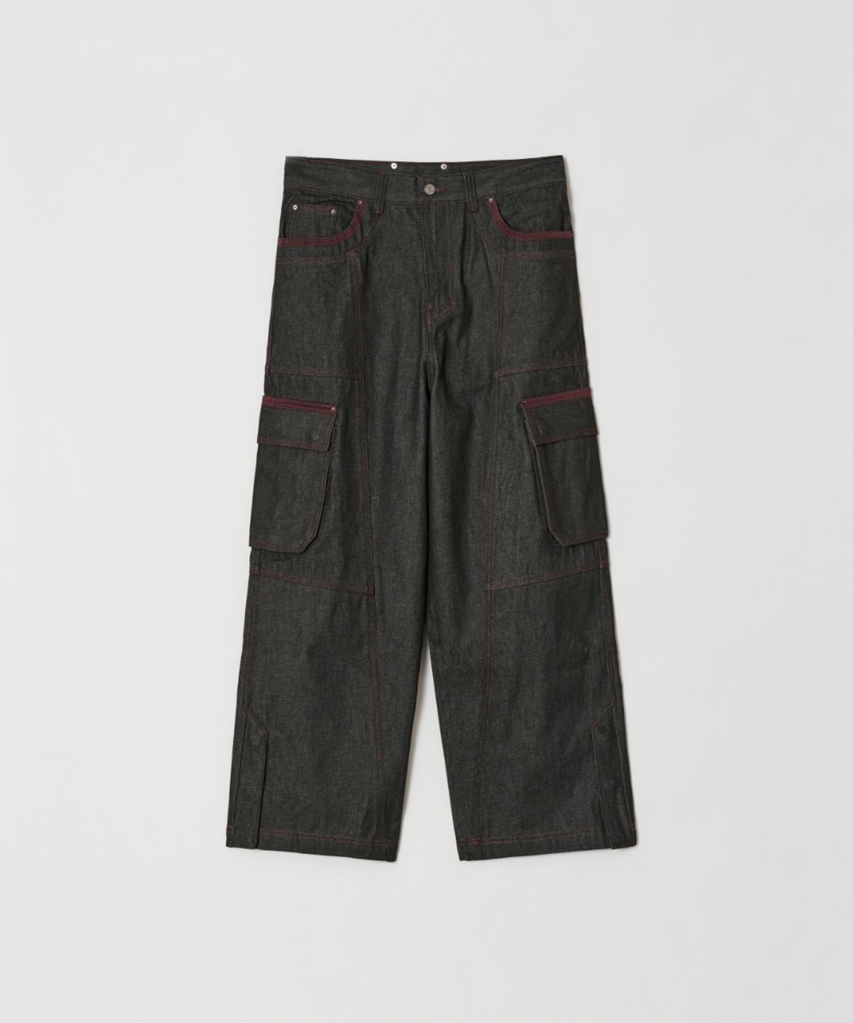 메종미네드(MAISON MINED) OBLIQUE PATCH DENIM PANTS BURGUNDY