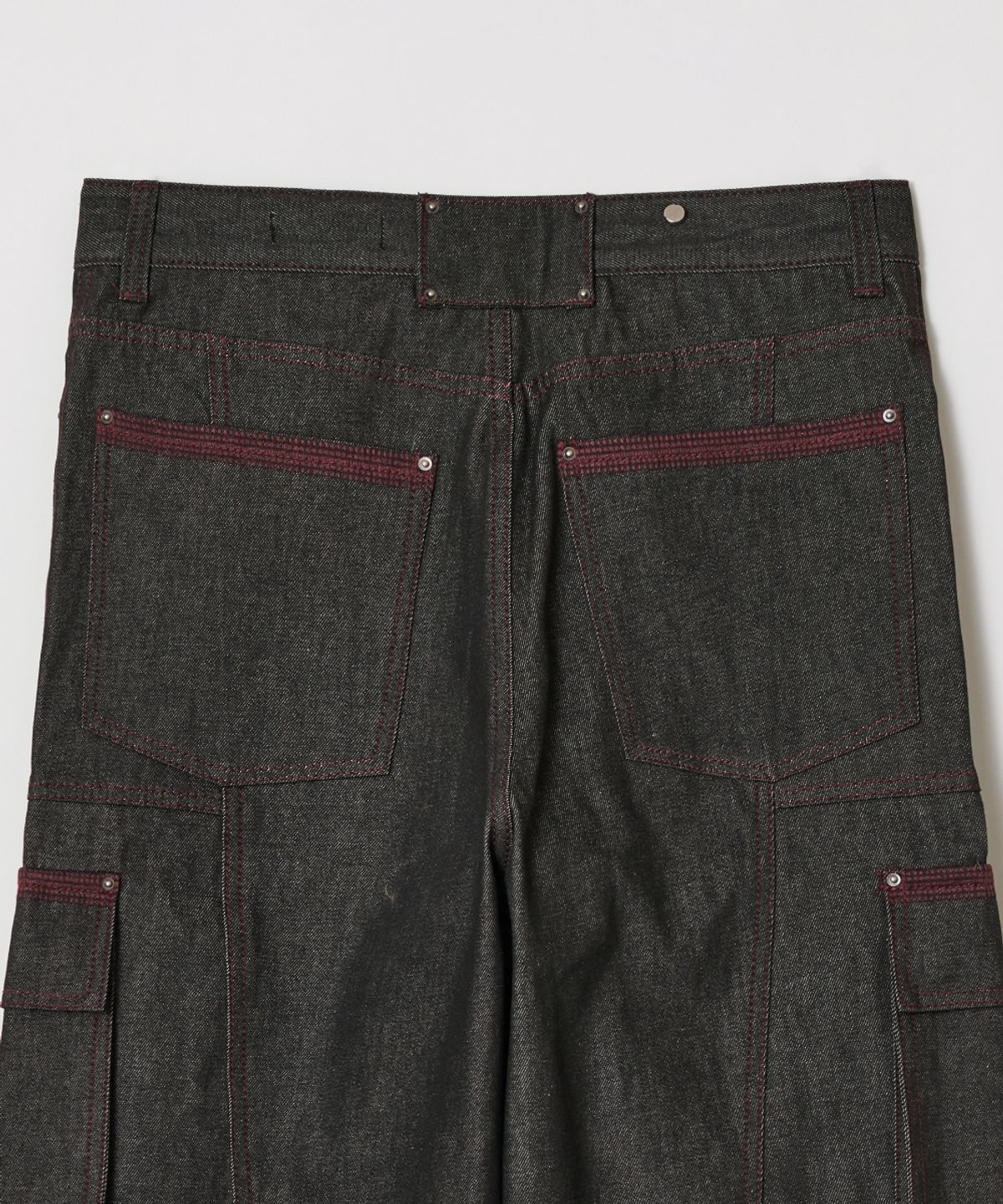 메종미네드(MAISON MINED) OBLIQUE PATCH DENIM PANTS BURGUNDY