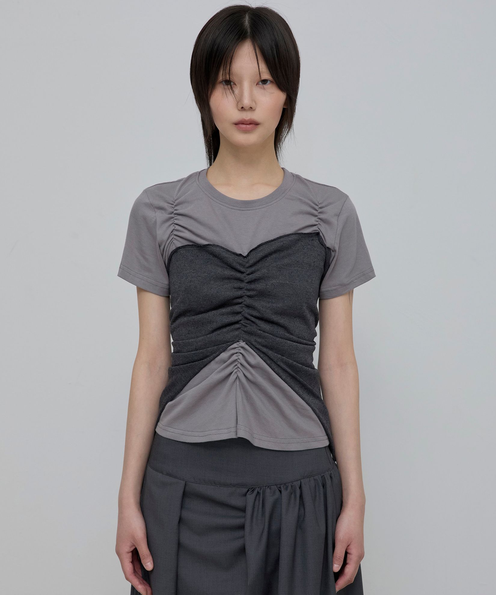 MUSINSA | FLAREUP Bustier Layered T-Shirt (FL-122_Gray&Charcoal)
