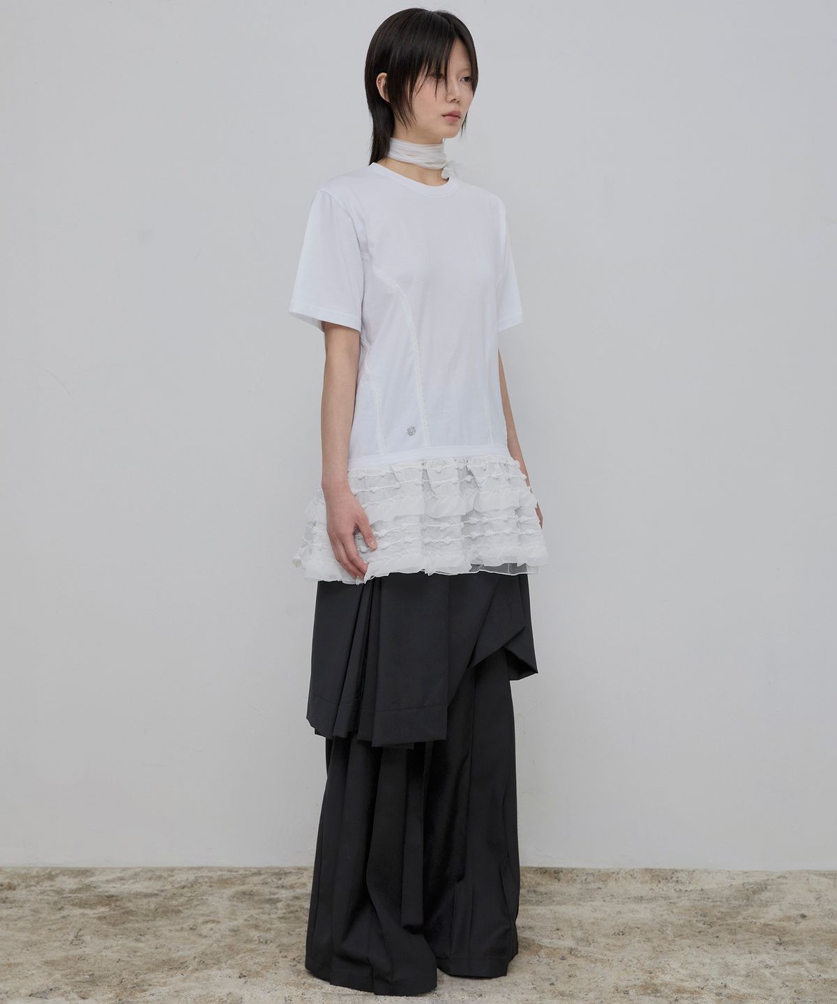 플레어업(FLAREUP) Layered Frill T-Shirt (FL-167_White)