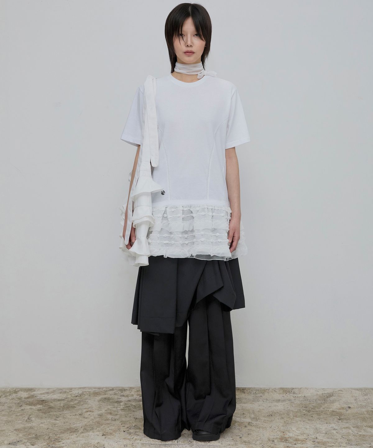 플레어업(FLAREUP) Layered Frill T-Shirt (FL-167_White)