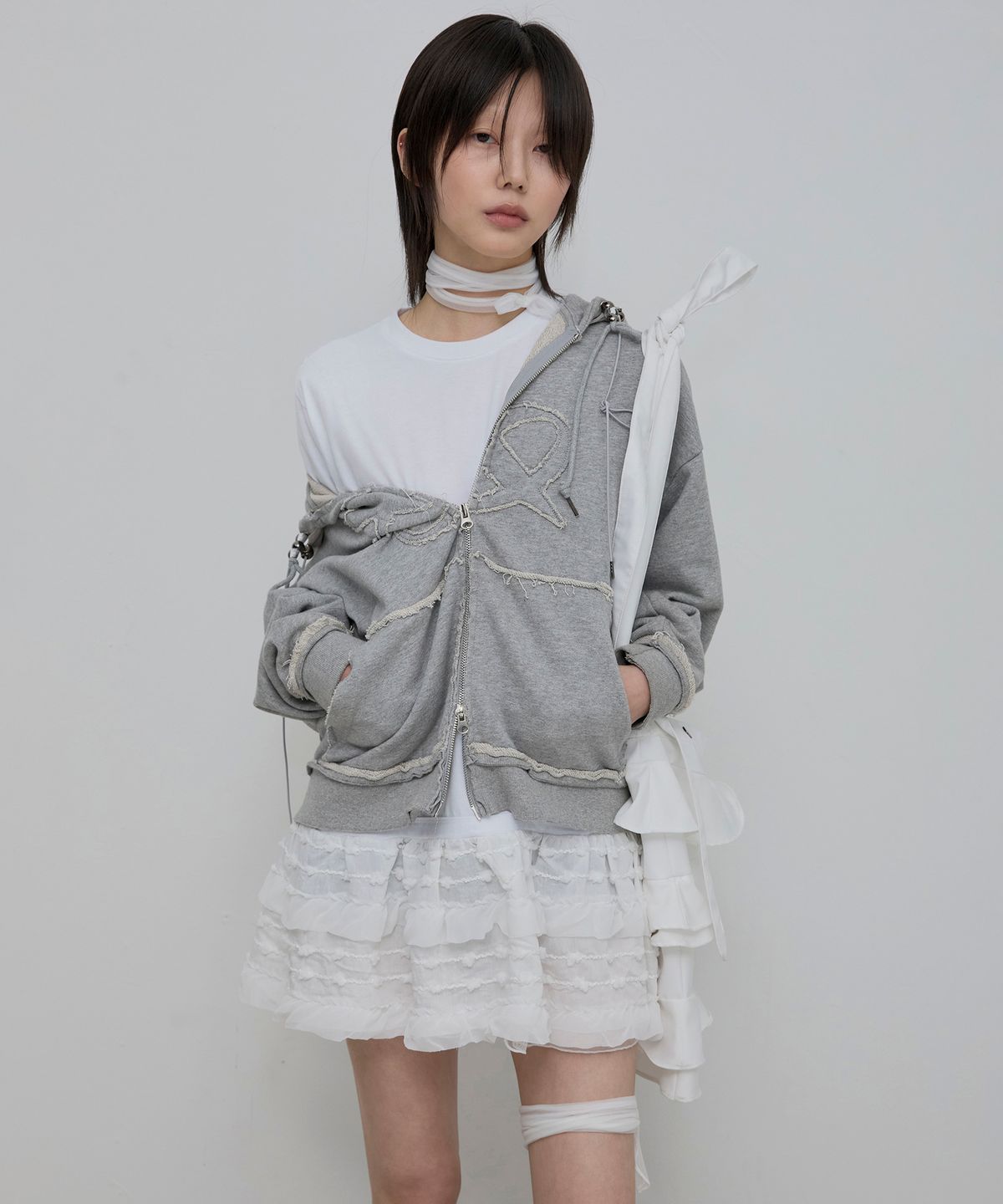 플레어업(FLAREUP) Layered Frill T-Shirt (FL-167_White)