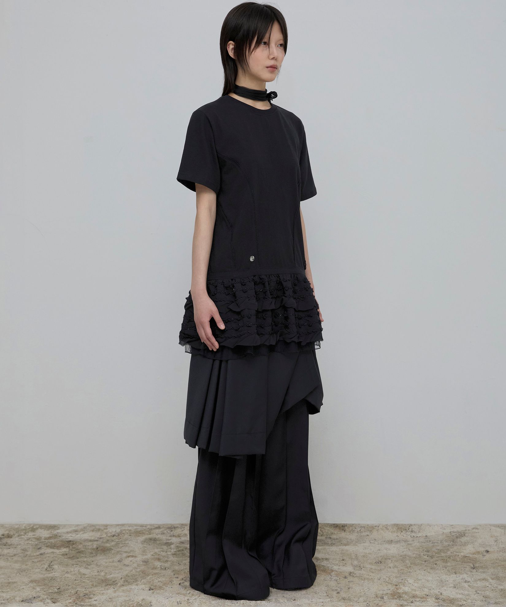 MUSINSA公式 | FLAREUP Layered Frill T-Shirt (FL-167_Black)