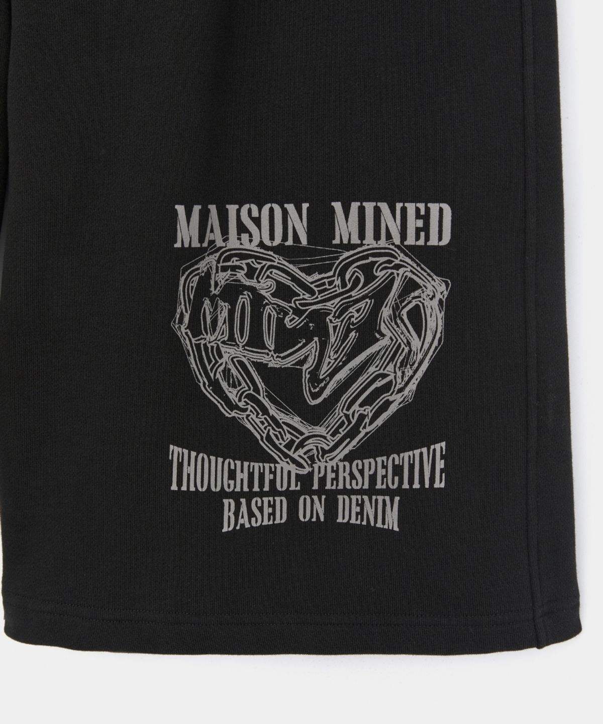 메종미네드(MAISON MINED) DOODLE HEART BERMUDA PANTS BLACK
