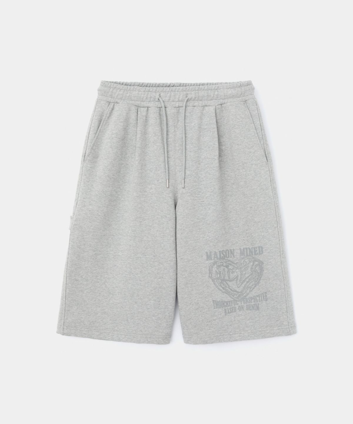 메종미네드(MAISON MINED) DOODLE HEART BERMUDA PANTS MELANGE GREY