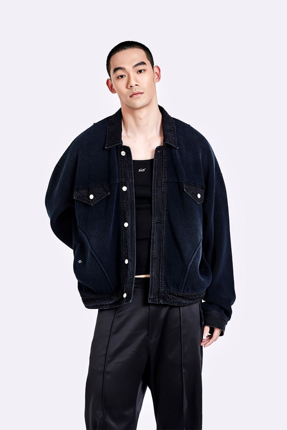 MUSINSA公式 | 51PERCENT デニムニットジャケット - ブラック