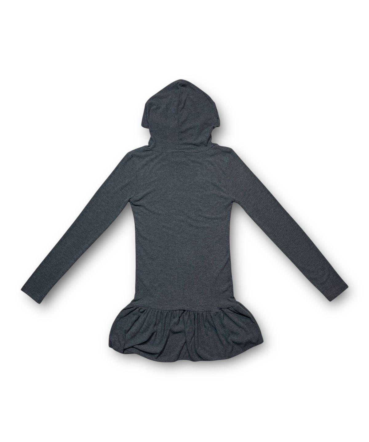본슬리피(BORN SLIPPY) Cross Frill Layered Long Sleeve Hoodie (Charcoal)