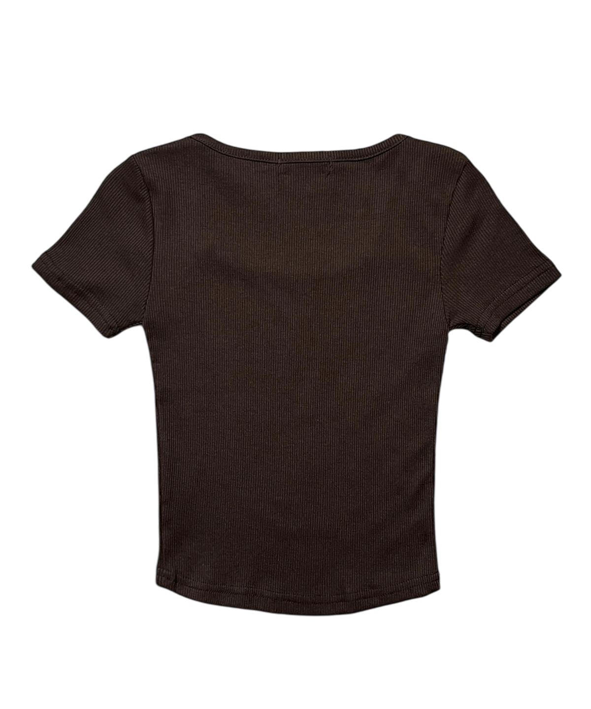 본슬리피(BORN SLIPPY) Cross Square Neck T-shirt (Brown)