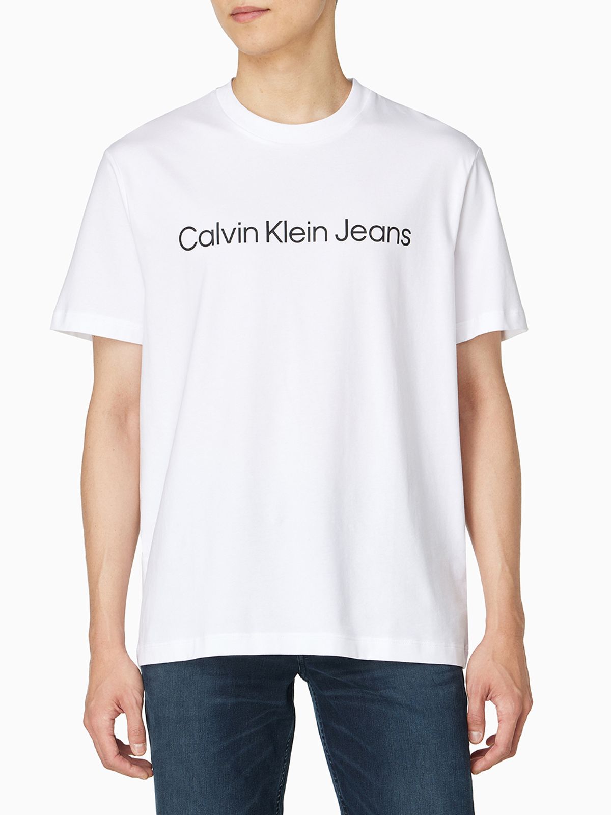 캘빈클라인 진(CALVIN KLEIN JEANS) 레귤러핏 인스티튜셔널 로고 반팔 티셔츠 4RAB810 YAA