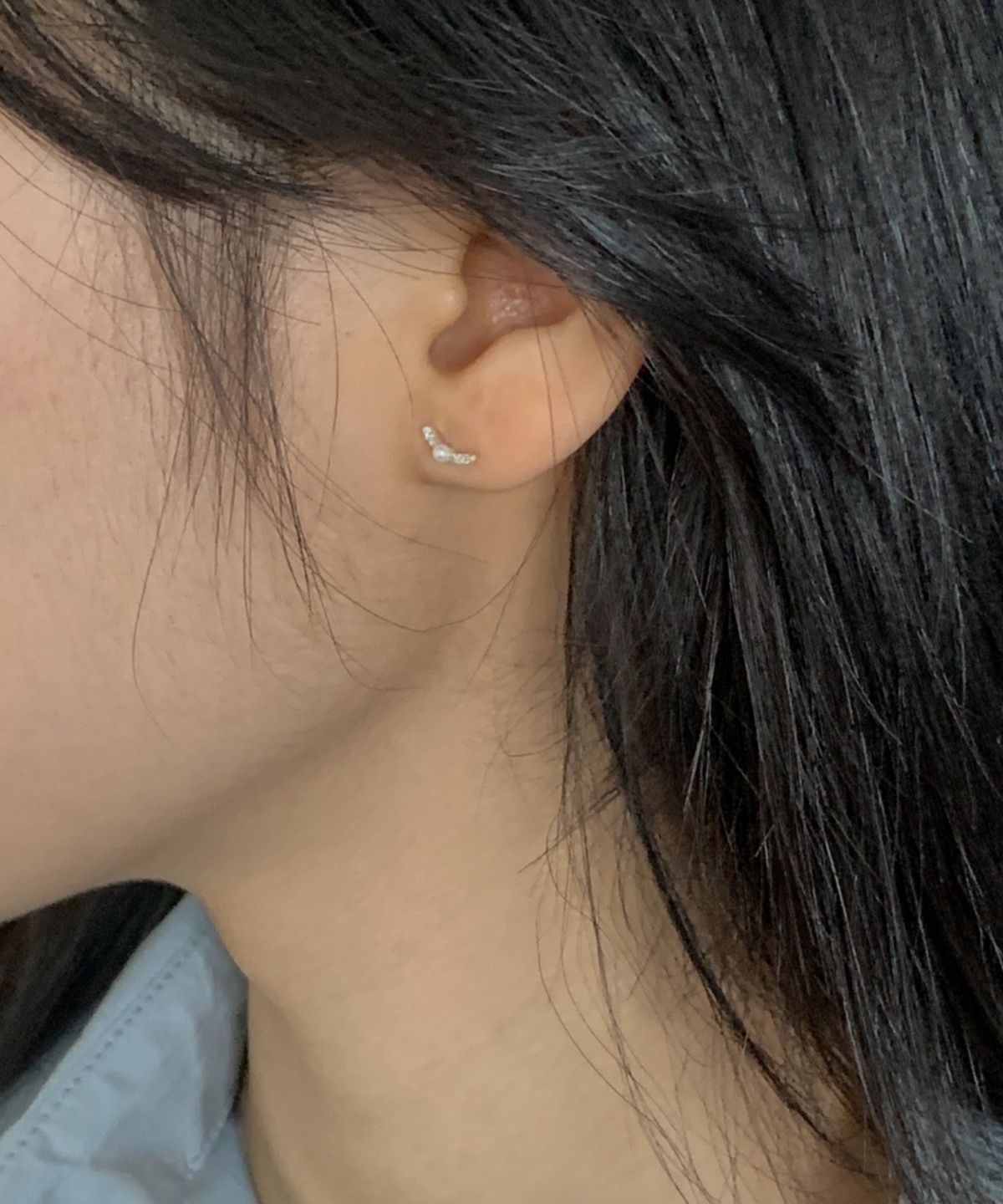 바라두(BARADU) [BARADU 925] Curve point pearl piercing (single)