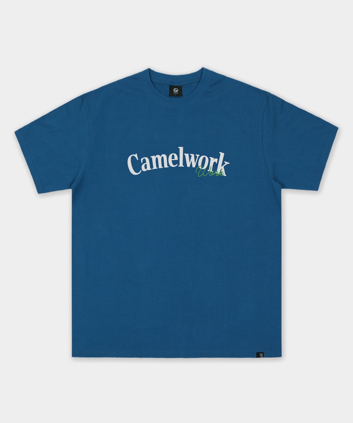 카멜워크(CAMEL WORK) 라운드 캘리 반팔티셔츠(블루그린)