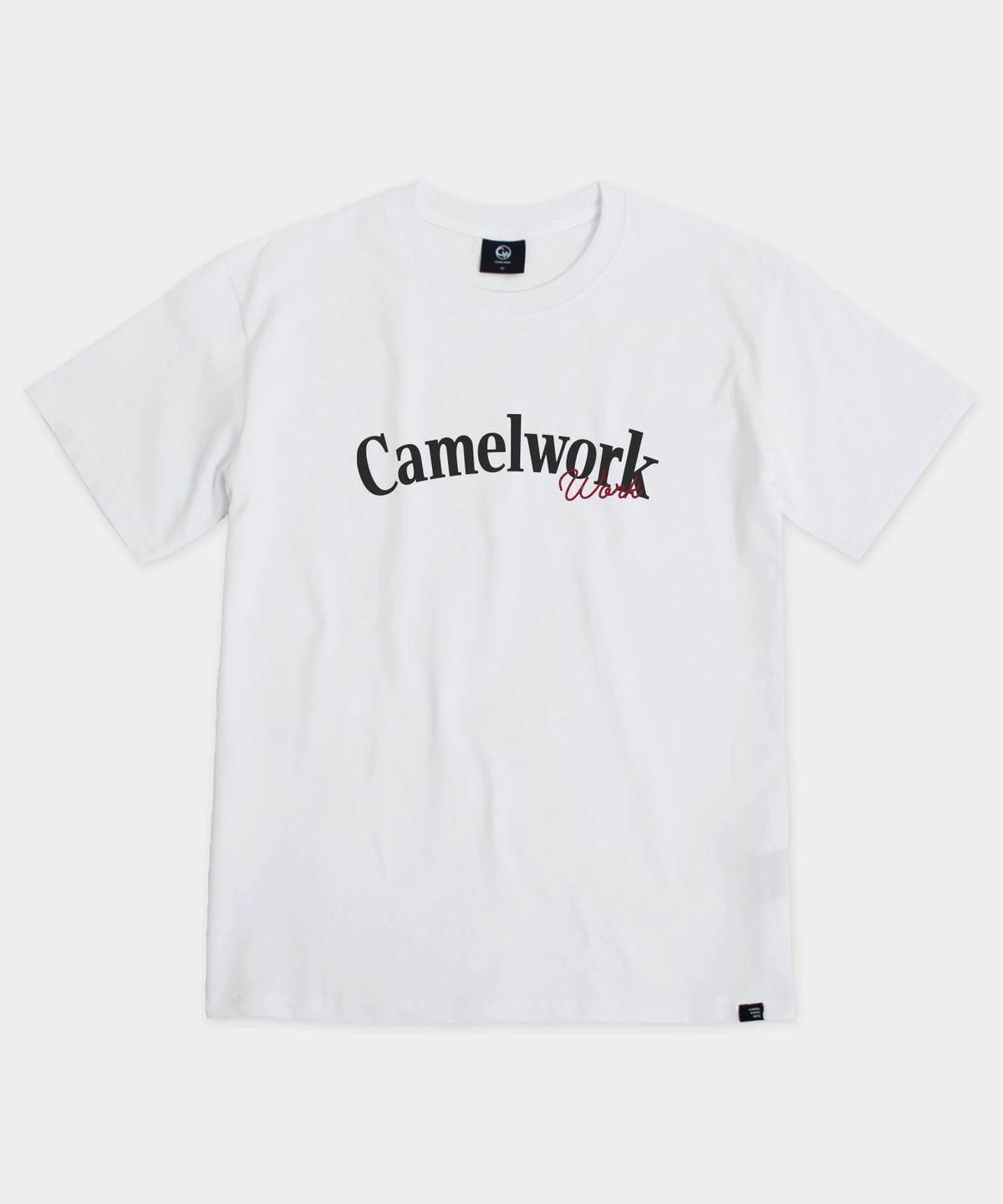 카멜워크(CAMEL WORK) 라운드 캘리 반팔티셔츠(화이트)