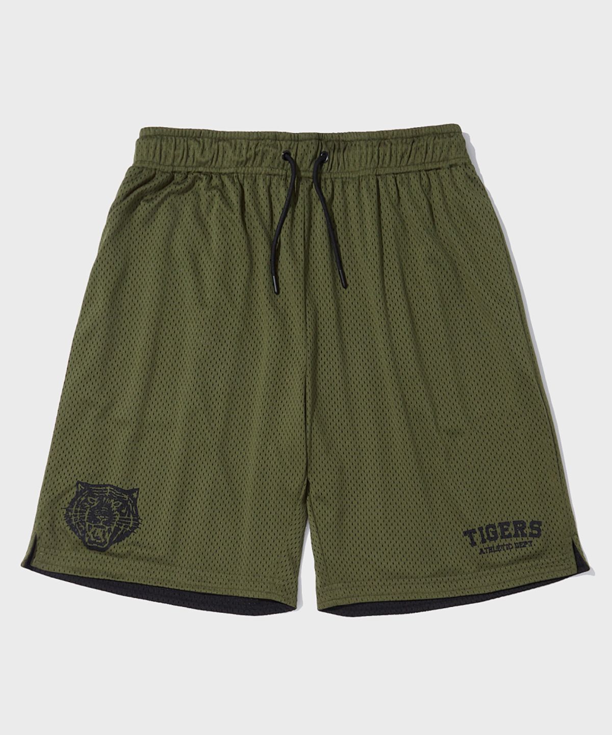 아웃스탠딩(OUTSTANDING) REVERSIBLE MESH SHORTS_BLACK/OLIVE